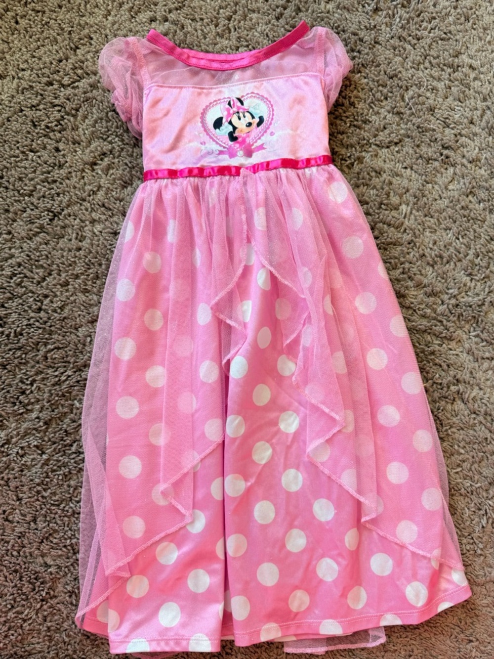 Disney Pink Polka Dot Minnie Mouse Nightgown Dress